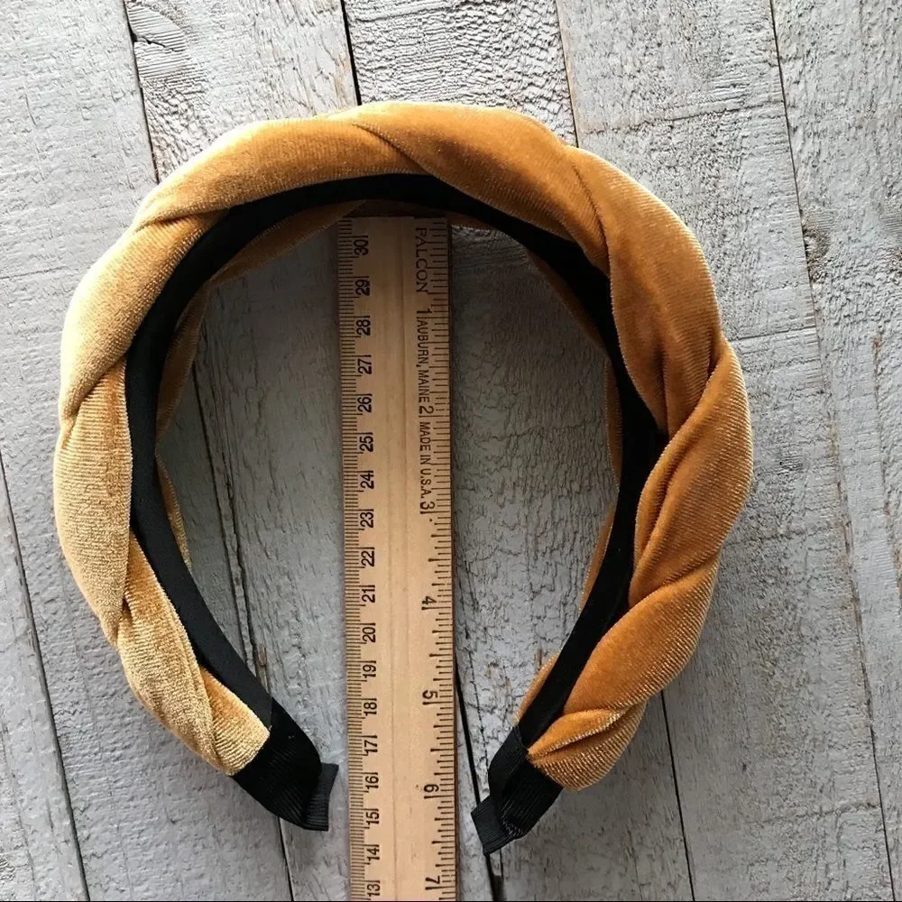 Gold Velvet Braided Twist Headband